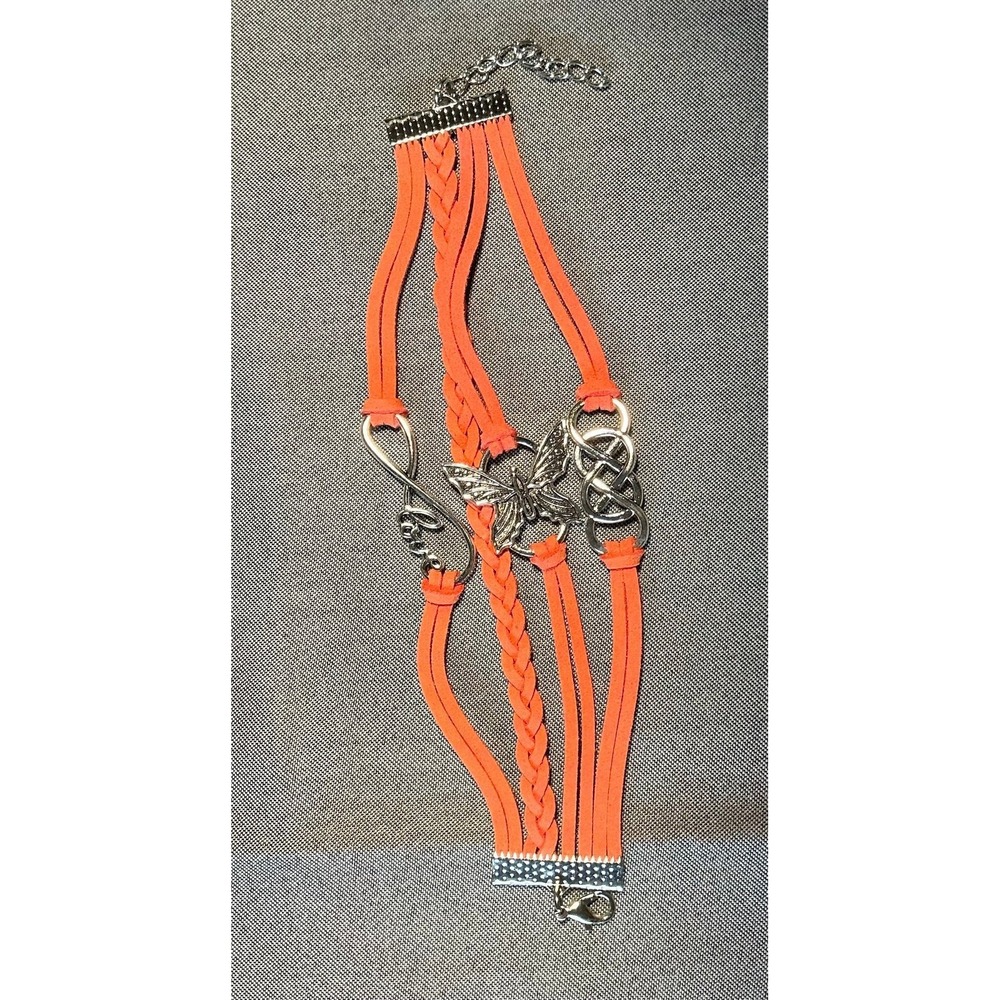 Orange Faux‎ Leather Awareness bracelet
